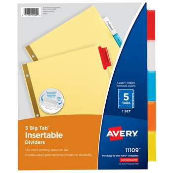 Avery Worksaver Big Tab Insertable Dividers 5 Tab Set By Avery Dennison