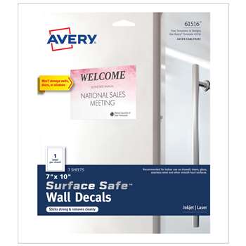 Surface Safe Wall Decals 7Inx10&quot; 3 Labels, AVE61516
