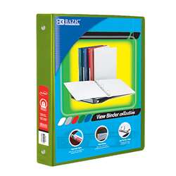3Ring Binder with Pockts 1&quot; Lime Grn, BAZ4124