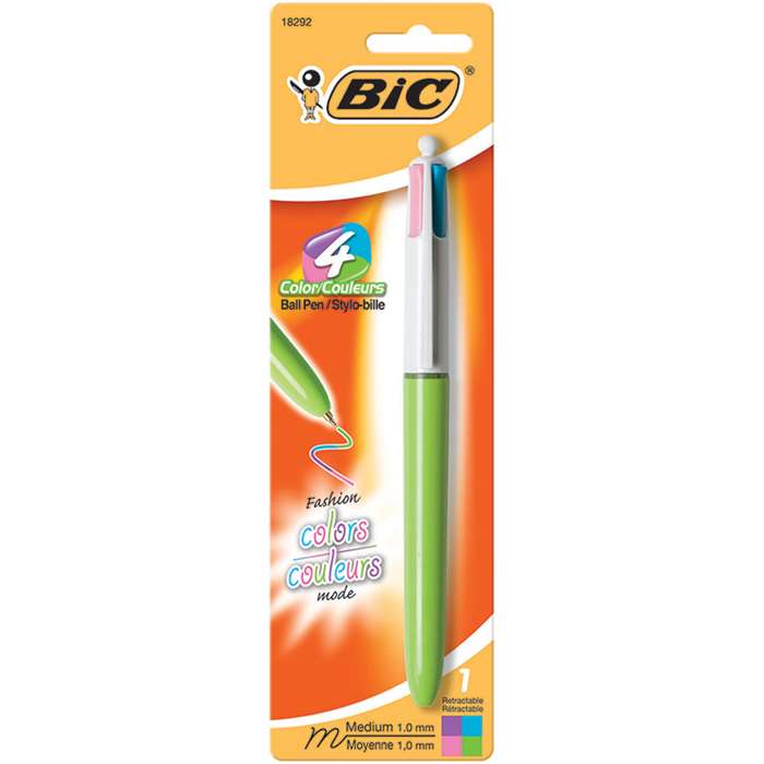 Bic 4 Color Pens Green Barrel By Bic Usa