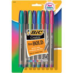 Bic Cristal Xtra Bold Pack Of 24, BICMSBAPP241AST