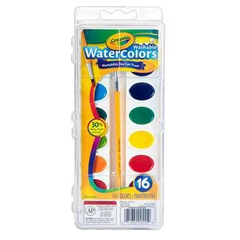 Crayola Washable Watercolor Set 16 Semi Moist Oval Pans 1 Brush By Crayola