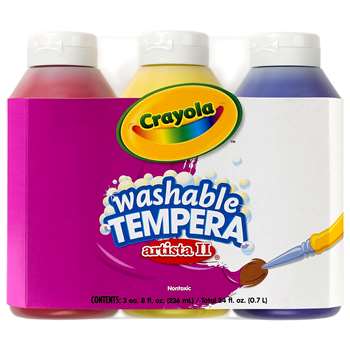 Tempera Paint Washable 3Ct 8Oz Primary Color Set Artista Ii By Crayola