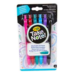 6 Ct Take Note Washable Gel Pens, BIN586505