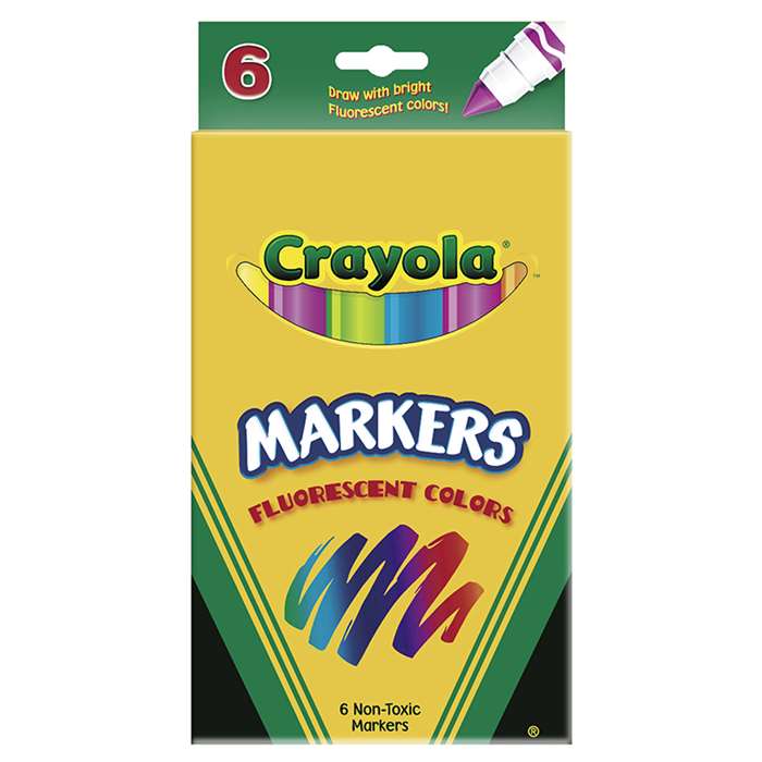 Crayola Markers 6Ct Fluorescent Colors Conical Tip By Crayola