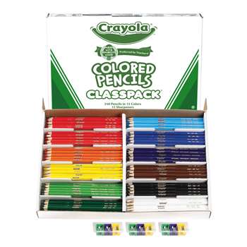 Colored Pencils Full Length 240 Ct Class Pk 12 Assorted Colors By Crayola