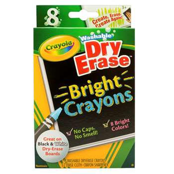 Crayola Dry Erase Bright 8 Count Crayons By Crayola