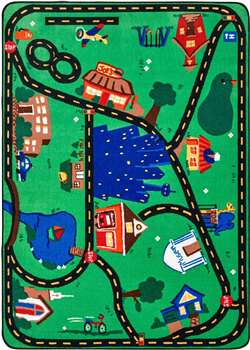 Cruisin Around the Town Rectangle 5'5''x7'8" Carpet, Rugs For Kids