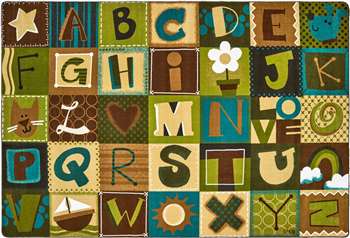 Toddler Alphabet Blocks Nature Rectangle 6'x9' Carpet, Rugs For Kids