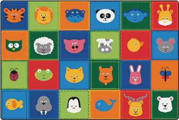 KIDSoft Animal Patchwork - Primary 8'x12' Rectangle Carpet, Rugs For Kids