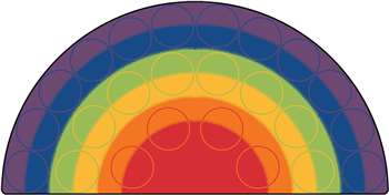 Rainbow Rows Semi-Circle 6'x12' Carpet, Rugs For Kids