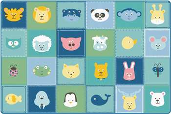 KIDSoft™ Animal Patchwork - Soft 6'x9' Rectangle Carpet, Rugs For Kids