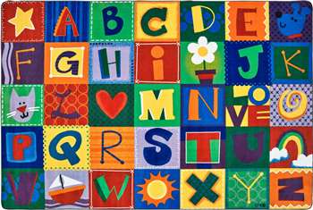 Toddler Alphabet Blocks Rectangle 4'x6' Carpet, Rugs For Kids