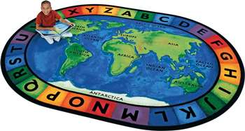 Circletime Around the World          Oval 6'9''x9'5" Carpet, Rugs For Kids
