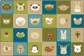 KIDSoft™ Animal Patchwork - Nature 8'x12' Rectangle Carpet, Rugs For Kids