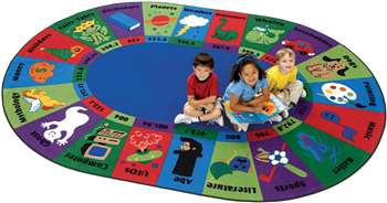 Dewey Decimal Fun Rug* Oval 6'9''x9'5" Carpet, Rugs For Kids