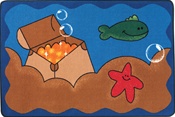 Undersea Treasure Accent Rug Rectangle 2'8" x 4' Carpet, Rugs For Kids