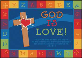 God is Love Learning Rug Rectangle 3'10''x5'5" Carpet, Rugs For Kids