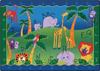 Alphabet Jungle Rectangle 5'10"x8'4" Carpet, Rugs For Kids