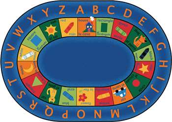 Bilingual Circletime Rug Oval 6'9''x9'5" Carpet, Rugs For Kids