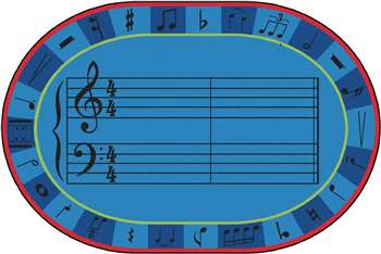 A-Sharp Music Rug 8'x12' Oval Carpet, Rugs For Kids
