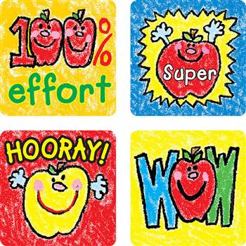 Stickers Apples Kid-Drawn 120/Pk Acid & Lignin Free By Carson Dellosa