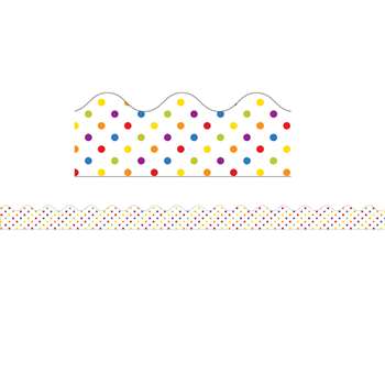 Super Power Rainbow Dots Scalloped Borders, CD-108237