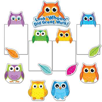 Colorful Owls Good Work Bulletin Board Set By Carson Dellosa