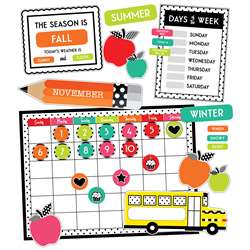 Brights Calendar Bulletin Board Set Black White & , CD-110499