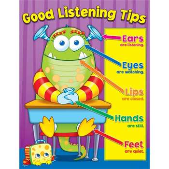 Good Listening Tips Chartlet Gr K-5 By Carson Dellosa