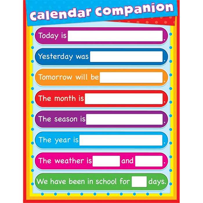 Calendar Companion Laminated Chartlet By Carson Dellosa