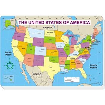 Jumbo Map Pad Us Labeled 30/Pk 16 X 10-3/4 By Carson Dellosa