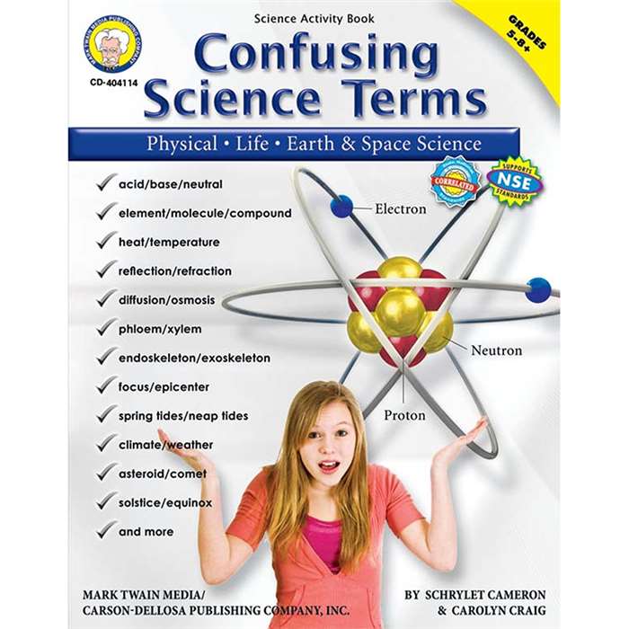 Confusing Science Terms Book Gr 5-8 By Carson Dellosa