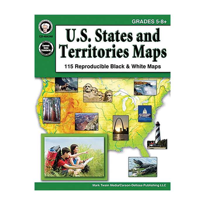 Us States & Territories Maps Gr 5-8, CD-404248