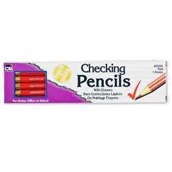 Pencil Checking Red with Eraser 12/Bx, CHL65030
