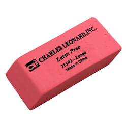 Synthetic Pink Wedge Erasers, Large, 12/Bx By Charles Leonard