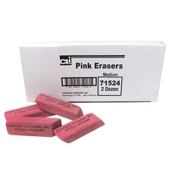 Pink Economy Wedge Erasers Medium 24/Bx By Charles Leonard