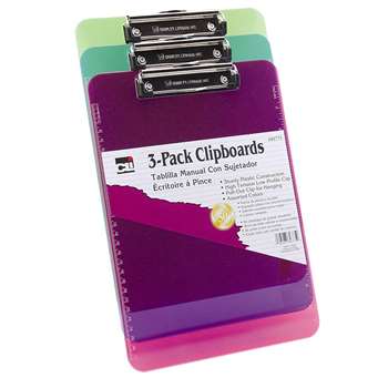 Clipboard Plastic Asrtd Colors 3Pk, CHL89775