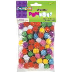 Glitter Pom Poms Bag Of 80 1/2 Inch By Chenille Kraft