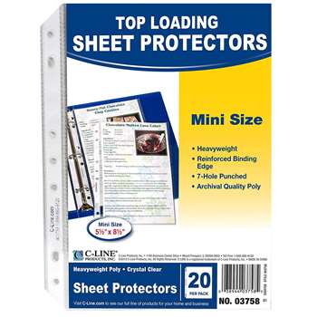 Mini Size Top Loading Clear Poly Sheet Protectors By C-Line