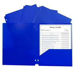 2 Pocket Poly Portfolio Blue with 3 Hole Punch, CLI33935