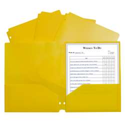 2 Pocket Poly Portfolio Yellow with 3 Hole Punch, CLI33936
