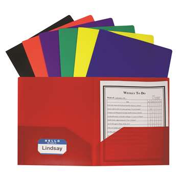 Two Pocket Poly Portfolios 36/Box Assorted Without Prongs By C-Line