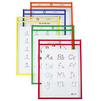 Reusable Dry Erase Pockets 25/Box Assorted Primary 6 X 9 By C-Line