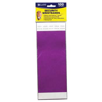 C Line Dupont Tyvek Purple Security Wristbands 100Pk By C-Line