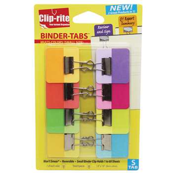 Binder Tabs 8Pk Assorted Colors With X Small Clips By Clip-Rite