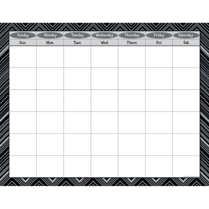 Black And White Calendar Chart By Creative Teaching Press