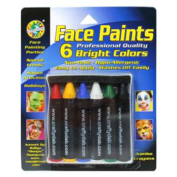 Crafty Dab Jumbo Crayon Face 6 Pk Bright Paints By Crafty Dab