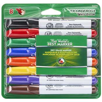 Dry Erase Markers 8 Assorted Colors Chisel Tip, DIX92080