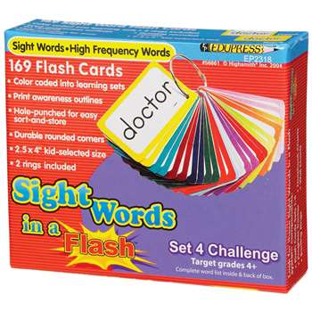 Sight Words In A Flash Set 4 Gr 4 & Up Challenging By Edupress